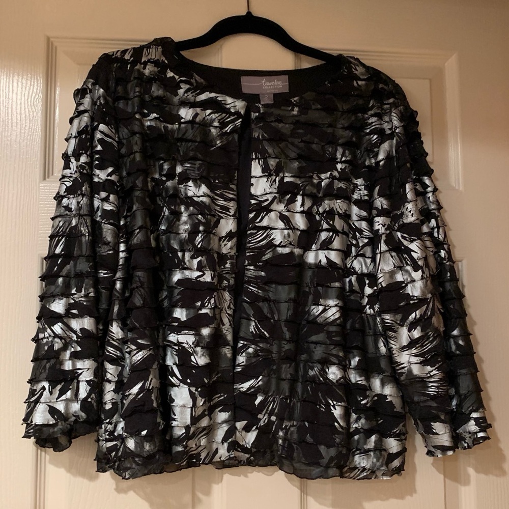 Black & Silver Silky Formal Blazer